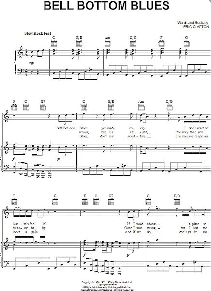 open zoom image for Bell Bottom Blues - Piano/Vocal/Guitar, New, Main