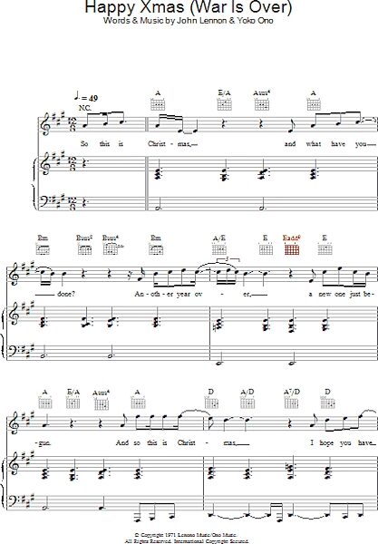 open zoom image for Happy Xmas (War Is Over) - Piano/Vocal/Guitar, New, Main