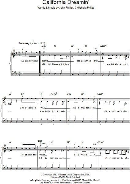 open zoom image for California Dreamin' - Easy Piano, New, Main