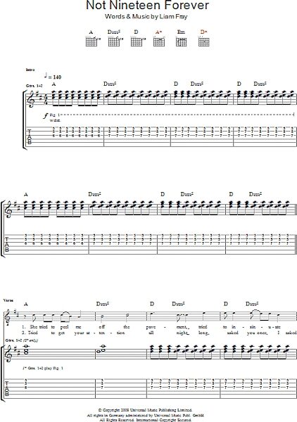 open zoom image for Not Nineteen Forever - Guitar TAB, New, Main