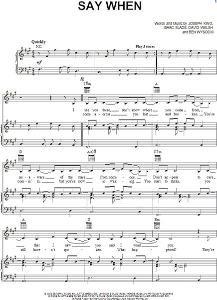 open zoom image for Say When - Piano/Vocal/Guitar, New, Main