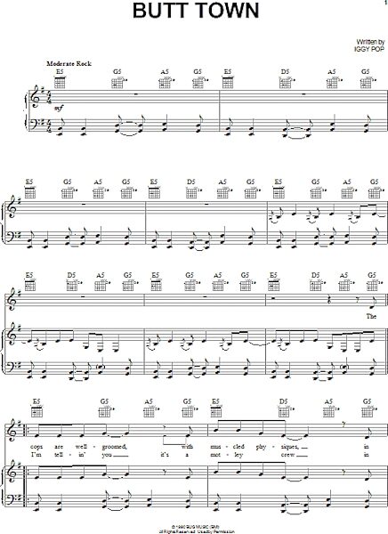 open zoom image for Butt Town - Piano/Vocal/Guitar, New, Main