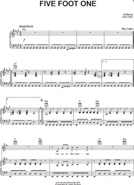 open zoom image for Five Foot One - Piano/Vocal/Guitar, New, Main