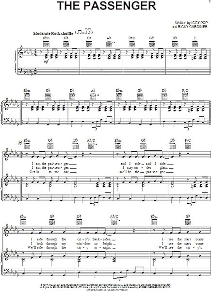 open zoom image for The Passenger - Piano/Vocal/Guitar, New, Main