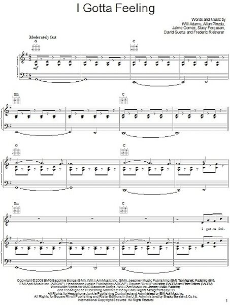 open zoom image for I Gotta Feeling - Piano/Vocal/Guitar, New, Main