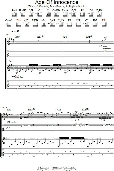 open zoom image for Age Of Innocence - Guitar TAB, New, Main