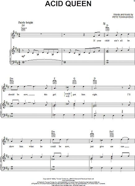 open zoom image for Acid Queen - Piano/Vocal/Guitar, New, Main