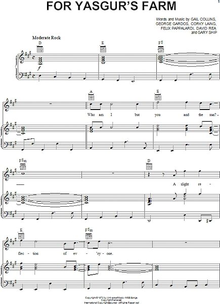open zoom image for For Yasgur's Farm - Piano/Vocal/Guitar, New, Main