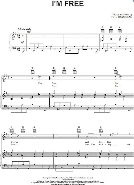 open zoom image for I'm Free - Piano/Vocal/Guitar, New, Main