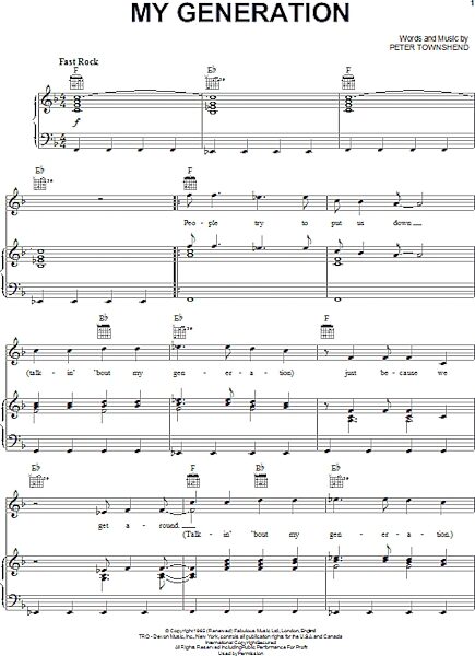open zoom image for My Generation - Piano/Vocal/Guitar, New, Main