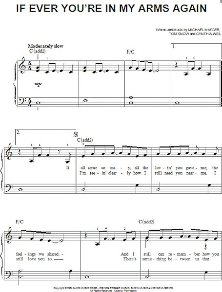 open zoom image for If Ever You're In My Arms Again - Easy Piano, New, Main