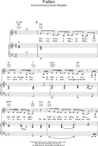open zoom image for Fallen - Piano/Vocal/Guitar, New, Main