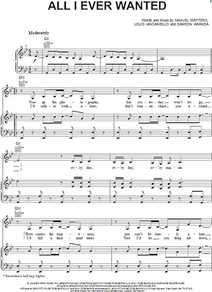 open zoom image for All I Ever Wanted - Piano/Vocal/Guitar, New, Main