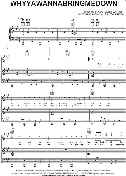 open zoom image for Whyyawannabringmedown - Piano/Vocal/Guitar, New, Main