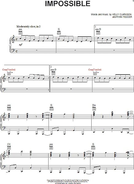 open zoom image for Impossible - Piano/Vocal/Guitar, New, Main