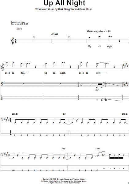 open zoom image for Up All Night - Bass Tab, New, Main