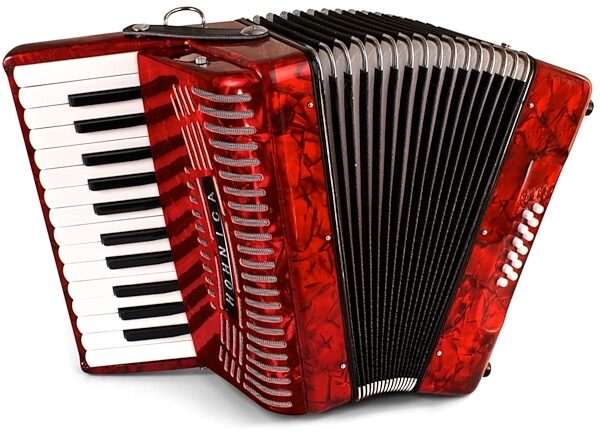open zoom image for Hohner 1303-RED Piano 12 Bass Accordion, Pearl Red, Open Box (Like New), Main
