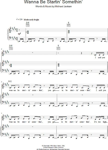 open zoom image for Wanna Be Startin' Somethin' - Piano/Vocal/Guitar, New, Main