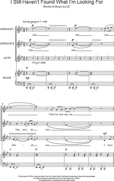 open zoom image for I Still Haven't Found What I'm Looking For - Choral, New, Main