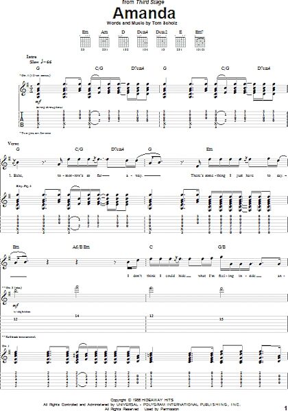 open zoom image for Amanda - Guitar TAB, New, Main