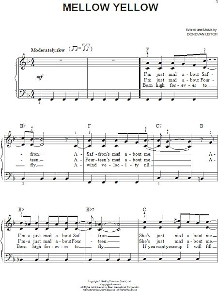open zoom image for Mellow Yellow - Easy Piano, New, Main