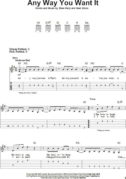 open zoom image for Any Way You Want It - Easy Guitar with TAB, New, Main