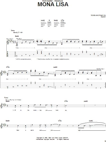 open zoom image for Mona Lisa - Guitar TAB, New, Main