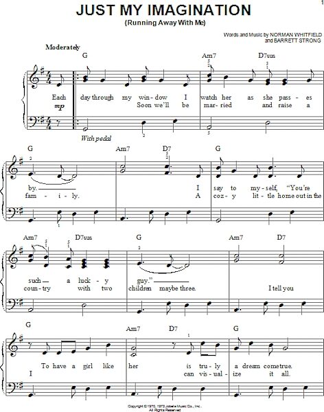 open zoom image for Just My Imagination (Running Away With Me) - Easy Piano, New, Main