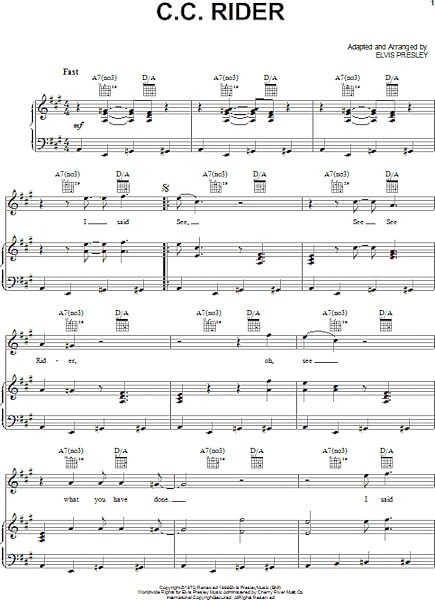 open zoom image for C.C. Rider - Piano/Vocal/Guitar, New, Main