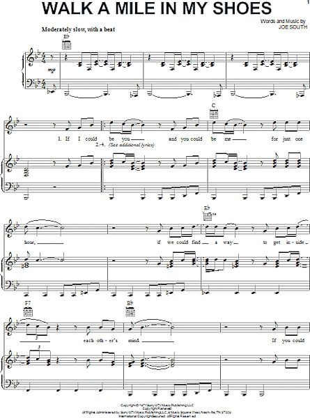 open zoom image for Walk A Mile In My Shoes - Piano/Vocal/Guitar, New, Main