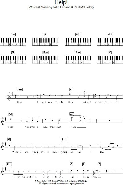 open zoom image for Help! - Piano Chords/Lyrics, New, Main