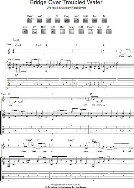 open zoom image for Bridge Over Troubled Water - Guitar TAB, New, Main