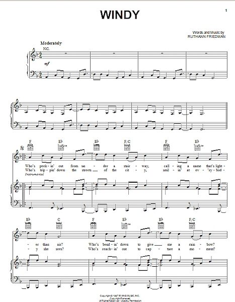 open zoom image for Windy - Piano/Vocal/Guitar, New, Main