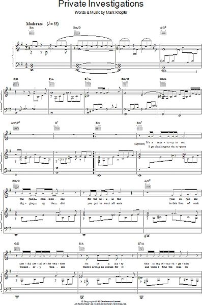 open zoom image for Private Investigations - Piano/Vocal/Guitar, New, Main