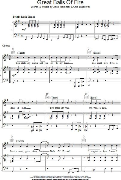 open zoom image for Great Balls Of Fire - Piano/Vocal/Guitar, New, Main