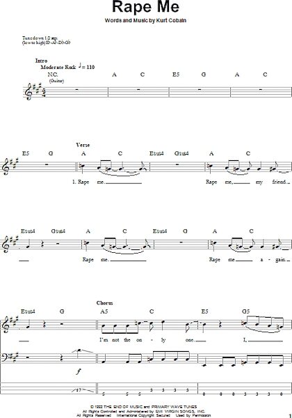 open zoom image for Rape Me - Bass Tab, New, Main