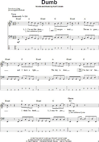 open zoom image for Dumb - Bass Tab, New, Main