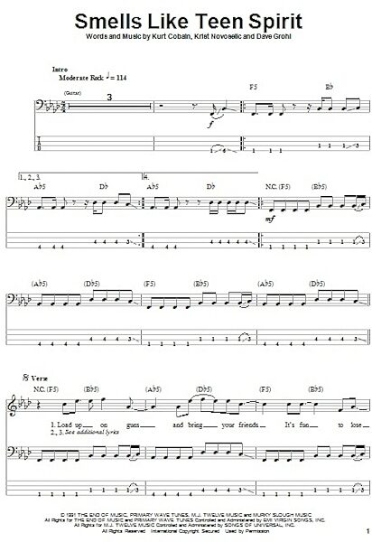 open zoom image for Smells Like Teen Spirit - Bass Tab, New, Main