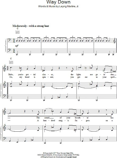 open zoom image for Way Down - Piano/Vocal/Guitar, New, Main