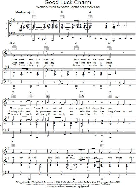open zoom image for Good Luck Charm - Piano/Vocal/Guitar, New, Main