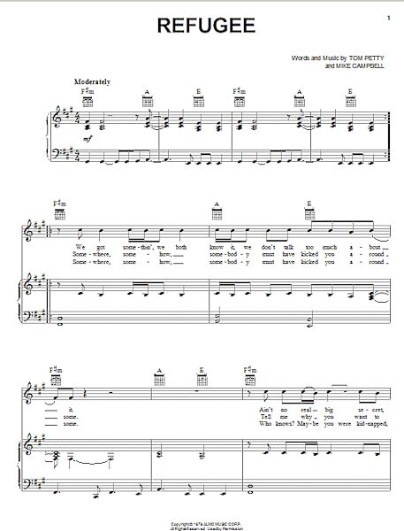 open zoom image for Refugee - Piano/Vocal/Guitar, New, Main