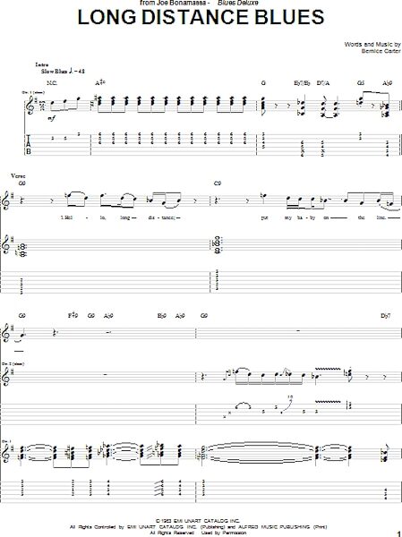 open zoom image for Long Distance Blues - Guitar TAB, New, Main