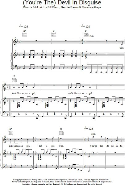 open zoom image for You're The Devil In Disguise - Piano/Vocal/Guitar, New, Main