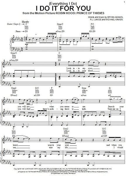 open zoom image for (Everything I Do) I Do It For You - Piano/Vocal/Guitar, New, Main