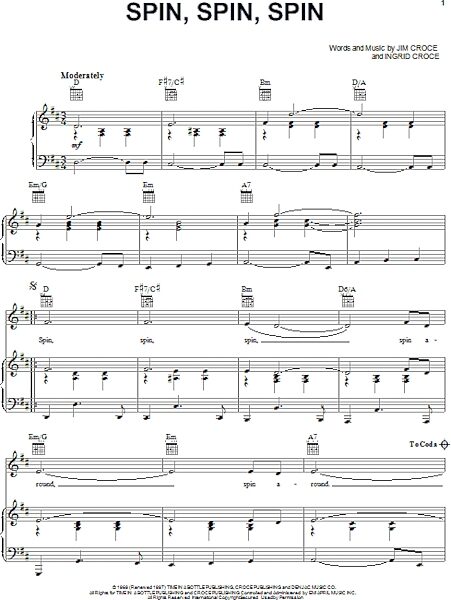 open zoom image for Spin, Spin, Spin - Piano/Vocal/Guitar, New, Main