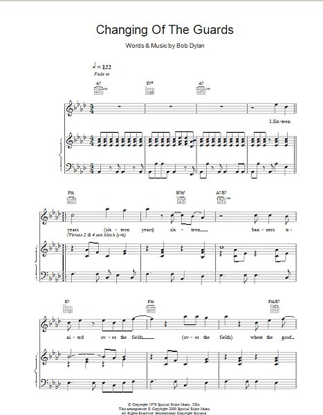 open zoom image for Changing Of The Guards - Piano/Vocal/Guitar, New, Main