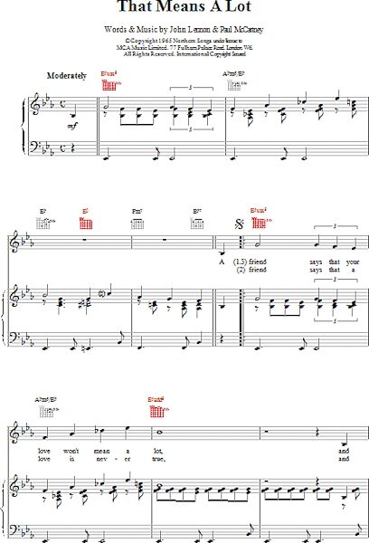 open zoom image for That Means A Lot - Piano/Vocal/Guitar, New, Main