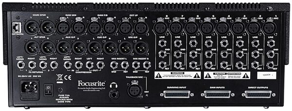open zoom image for Focusrite Control 2802 Digital Recording Console Mixer, Rear