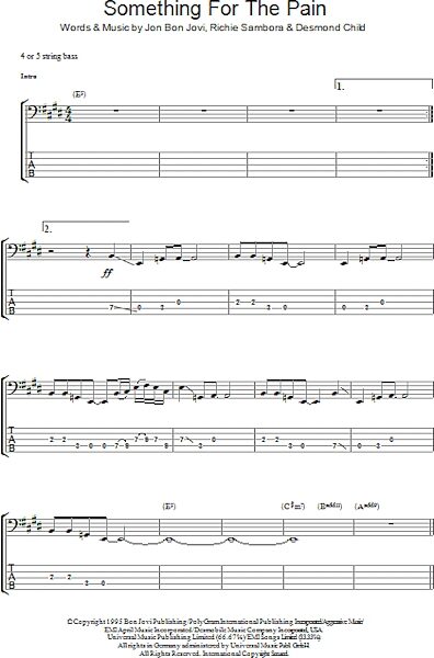 open zoom image for Something For The Pain - Bass Tab, New, Main