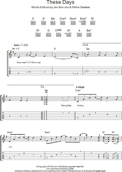 open zoom image for These Days - Guitar TAB, New, Main